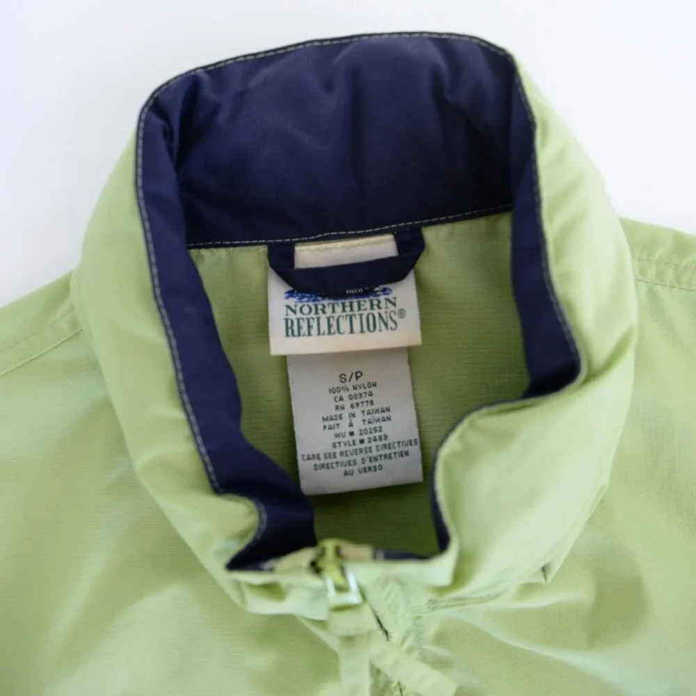 Vintage Northern Reflections Green Raincoat Zip up with Hood Drawstring Jacket S - Picture 11 of 16